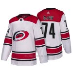 Camiseta Hockey Hombre Carolina Hurricanes 74 Jaccob Slavin New Season Team Road 2018 Blanco