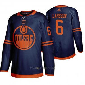 Camiseta Hockey Edmonton Oilers Adam Larsson Autentico Alterno Azul