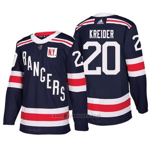 Camiseta Hockey Hombre Autentico New York Rangers 20 Chris Kreider Winter Classic 2018 Azul