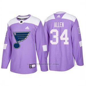 Camiseta St. Louis Blues Jake Allen Hockey Fights Cancer Violeta