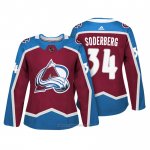 Camiseta Hockey Mujer Colorado Avalanche 34 Carl Soderberg Maroon Autentico Jugador