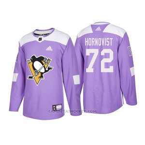 Camiseta Hockey Hombre Autentico Pittsburgh Penguins 72 Patric Hornqvist Hockey Fights Cancer 2018 Violeta