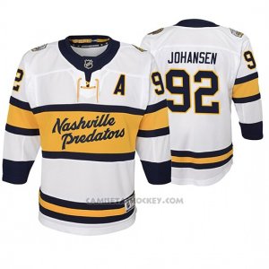 Camiseta Hockey Nino Nashville Predators Ryan Johansen Replica Jugador 2020 Winter Classic Blanco