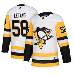 Camiseta Hockey Hombre Pittsburgh Penguins 58 Kris Letang Blanco 2018 New Season Away Jugador