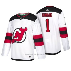 Camiseta Hockey Hombre New Jersey Devils 1 Keith Kinkaid 2018 Blanco