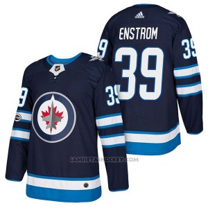 Camiseta Hockey Hombre Autentico Winnipeg Jets 39 Toby Enstrom Home 2018 Azul