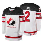 Camiseta Canada Team Kevin Bahl 2018 Iihf World Championship Jugador Blanco