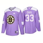 Camiseta Hockey Hombre Autentico Boston Bruins Zdeno Chara 2018 Hockey Fights Cancer Violeta