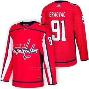 Camiseta Hockey Hombre Autentico Washington Capitals 91 Tyler Graovac Home 2018 Rojo