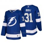 Camiseta Tampa Bay Lightning Peter Budaj Home Autentico Jugador Azul