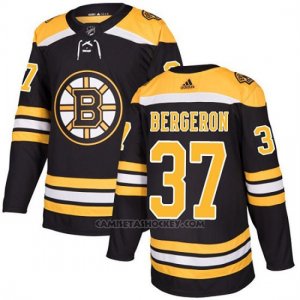 Camiseta Hockey Hombre Bruins 37 Patrice Bergeron Negro Home Autentico Stitched