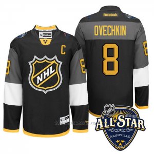 Camiseta Hockey Washington Capitals 8 Alex Ovechkin Captain 2016 All Star Negro