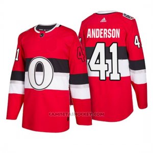 Camiseta Ottawa Senators Craig Anderson Nhl100 Classic Rojo