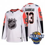 Camiseta Hockey Hombre Calgary Flames 13 Johnny Gaudreau Blanco 2018 All Star Autentico