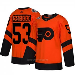 Camiseta Hockey Philadelphia Flyers 53 Shayne Gostisbehere Autentico 2019 Stadium Series Naranja