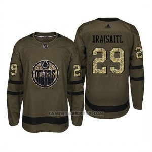 Camiseta Edmonton Oilers 29 Leon Draisaitl Camo Salute To Service