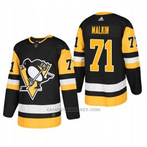 Camiseta Hockey Hombre Pittsburgh Penguins 71 Evgeni Malkin Home Autentico Jugador Negro