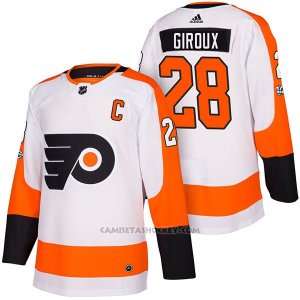 Camiseta Hockey Hombre Autentico Philadelphia Flyers 28 Claude Giroux Away 2018 Blanco