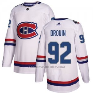 Camiseta Hockey Nino Montreal Canadiens 92 Jonathan Drouin Blanco Autentico 2017 100 Classic Stitched