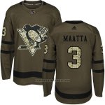 Camiseta Hockey Hombre Pittsburgh Penguins 3 Olli Maatta Salute To Service 2018 Verde