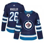 Camiseta Mujer Winnipeg Jets 26 Blake Wheeler Adizero Jugador Home Azul