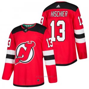 Camiseta Hockey Nino New Jersey Devils 13 Nico Hischier Rojo 2018 Home Autentico