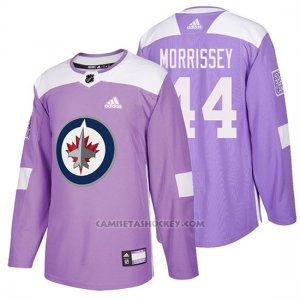 Camiseta Winnipeg Jets Josh Morrissey Hockey Fights Cancer Violeta