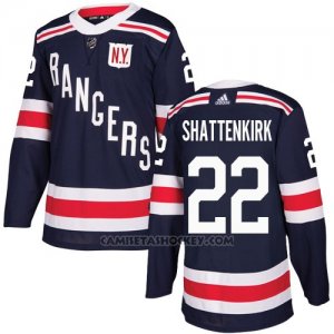Camiseta Hockey Hombre New York Rangers 22 Kevin Shattenkirk Azul Autentico 2018 Winter Classic Stitched