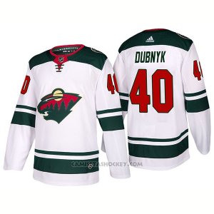 Camiseta Hockey Hombre Minnesota Wild 40 Devan Dubnyk Away 2017-2018 Blanco