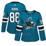 Camiseta Mujer Sharks 88 Brent Burns Teal Adizero Jugador Home