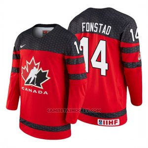 Camiseta Canada Team Cole Fonstad 2018 Iihf World Championship Jugador Rojo