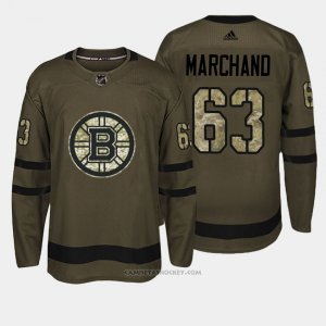 Camiseta Hockey Hombre Boston Bruins 63 Brad Marchand Verde Salute To Service