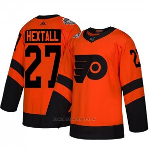 Camiseta Hockey Philadelphia Flyers 27 Ron Hextall Autentico 2019 Stadium Series Naranja