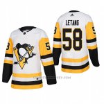 Camiseta Hockey Hombre Pittsburgh Penguins 58 Kris Letang Away Autentico Jugador Blanco