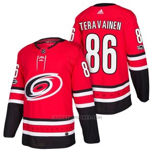 Camiseta Hockey Hombre Autentico Carolina Hurricanes 86 Teuvo Teravainen Home 2018 Rojo