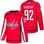 Camiseta Hockey Hombre Autentico Washington Capitals 92 Evgeny Kuznetsov Home 2018 Rojo