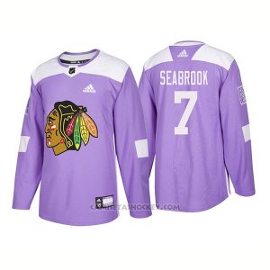 Camiseta Hockey Hombre Autentico Chicago Blackhawks 7 Brent Seabrook Hockey Fights Cancer 2018 Violeta