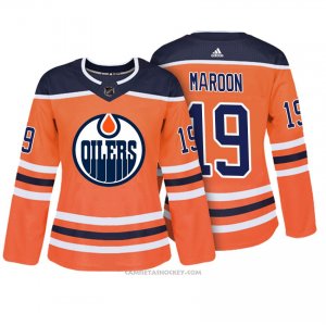 Camiseta Hockey Mujer Edmonton Oilers 19 Patrick Maroon Naranja Autentico Jugador