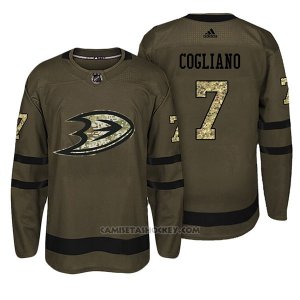 Camiseta Hockey Hombre Anaheim Ducks 7 Andrew Cogliano Verde Camo