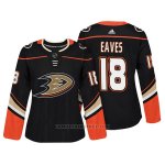 Camiseta Hockey Mujer Anaheim Ducks 18 Patrick Eaves Negro Autentico Jugador