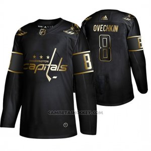 Camiseta Hockey Washington Capitals Alexander Ovechkin Golden Edition Autentico Negro