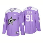 Camiseta Hockey Hombre Autentico Dallas Stars 91 Tyler Seguin Hockey Fights Cancer 2018 Violeta