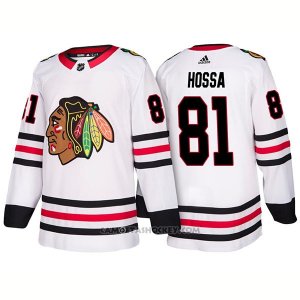 Camiseta Hockey Hombre Male Blackhawks 81 Marian Hossa Away 2018 Blanco