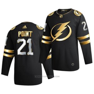 Camiseta Hockey Tampa Bay Lightning Brayden Point Golden Edition Limited Autentico 2020-21 Negro