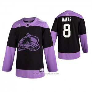 Camiseta Hockey Colorado Avalanche Cale Makar 2019 Fights Cancer Negro