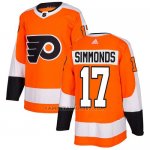 Camiseta Hockey Hombre Philadelphia Flyers 17 Wayne Simmonds Naranja Home Autentico Stitched