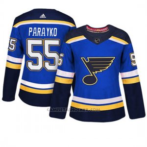 Camiseta Mujer St. Louis Blues 55 Colton Parayko Blue Adizero Jugador Home