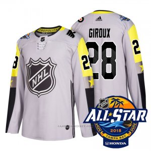 Camiseta Hockey Hombre Philadelphia 28 Claude Giroux Gris 2018 All Star Autentico