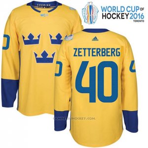 Camiseta Hockey Suecia Henrik Zetterberg 40 Premier 2016 World Cup Amarillo