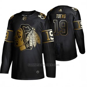 Camiseta Hockey Chicago Blackhawks Jonathan Toews Golden Edition Autentico Negro